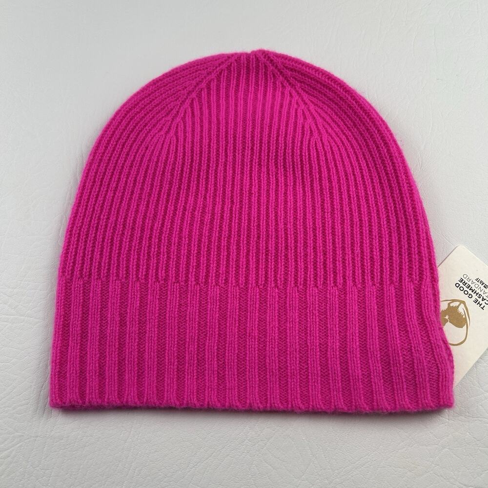 Nordstrom 100% Cashmere Rib Knit Beanie Hat Pink One Size Soft Luxury NWT - Picture 8 of 8
